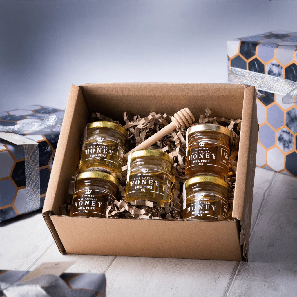 British Honey Taster Box - 5 Beautiful Sampler Jars & Mini Honey Dipper - Image 3
