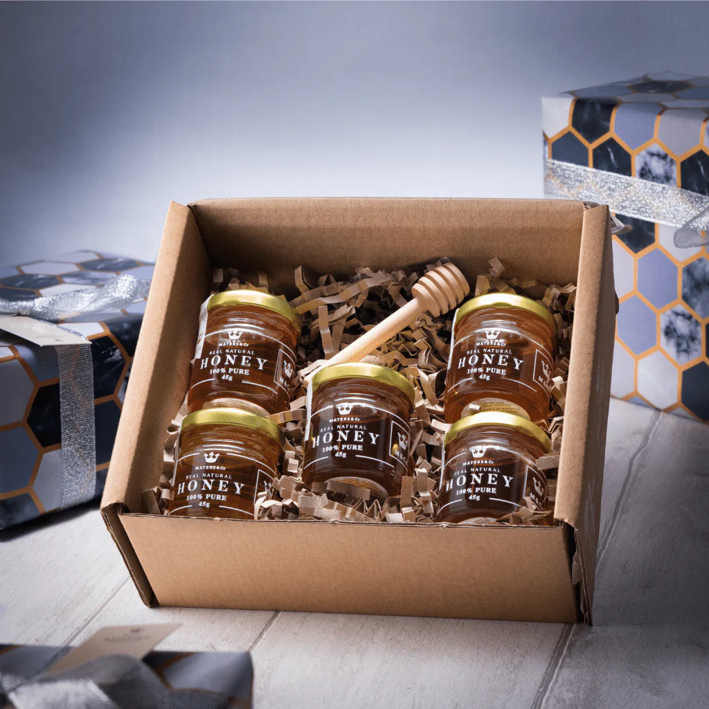 Herbal (Adventurous) Honey Taster Box - 5 Beautiful Sampler Jars & Mini Honey Dipper - Image 3